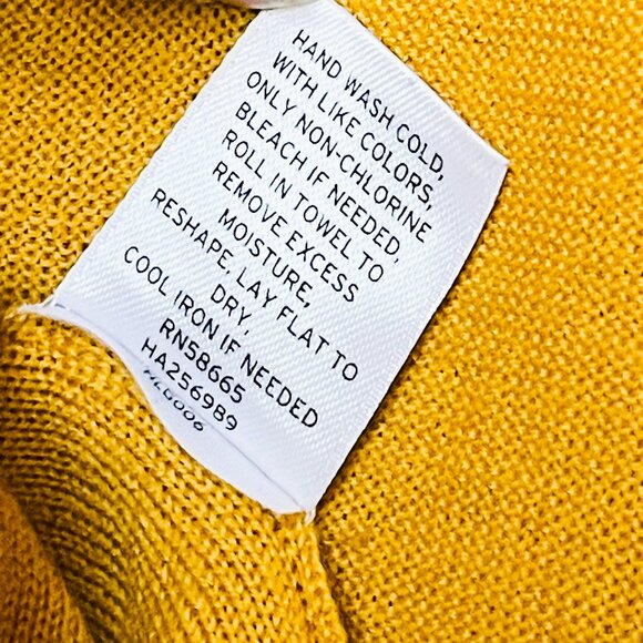 Merino Wool V-Neck Cardigan — Mustard Yellow Sweater by Halogen — Size M - Picture 7 of 10
